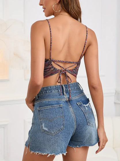 Muriel - Backless knitted top with spaghetti straps