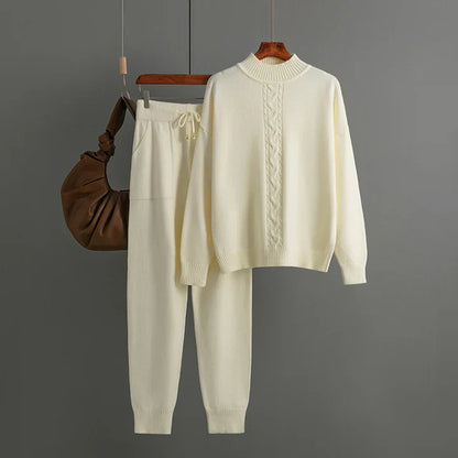 Josephine - Winterset van gebreide top en broek met halve coltrui