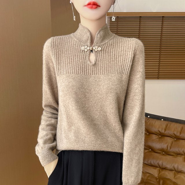 Henrietta - Wool sweater with stand-up collar