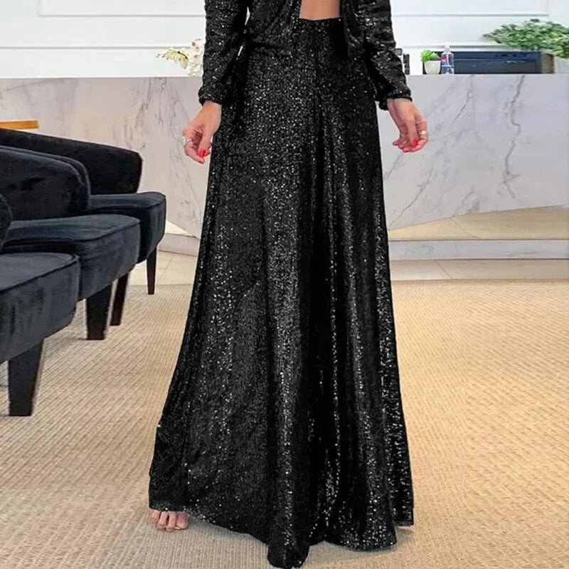 Gloria - Sequined Wide Leg Trousers