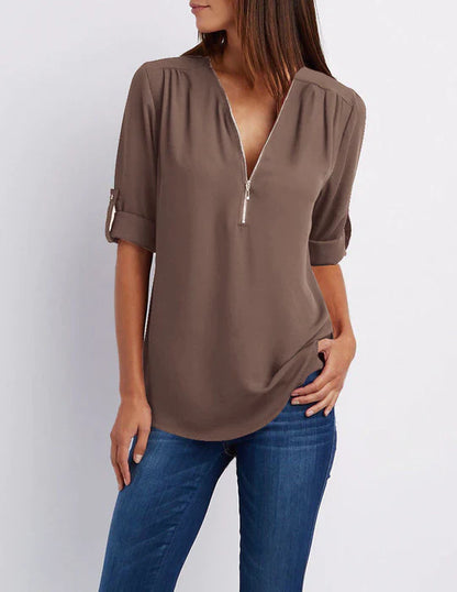 Adele | Half Zip Blouse