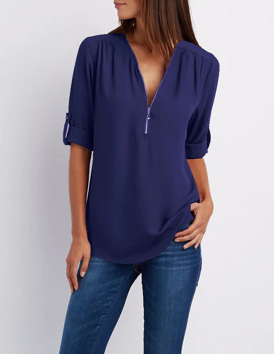 Adele | Half Zip Blouse
