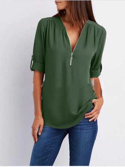 Adele | Half Zip Blouse