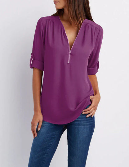 Adele | Half Zip Blouse
