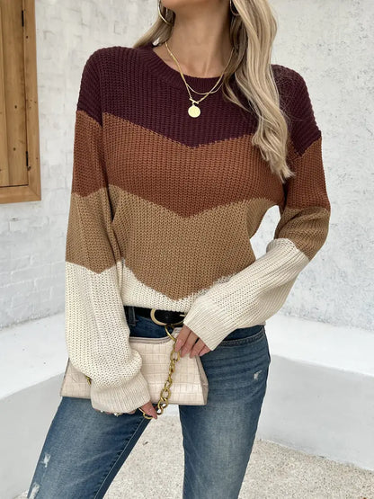 Cleora - Kleurblok Crew Hals Pullover
