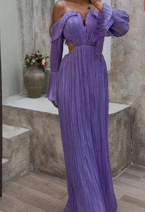 Bernadette - Paarse off-the-shoulder maxi-jurk
