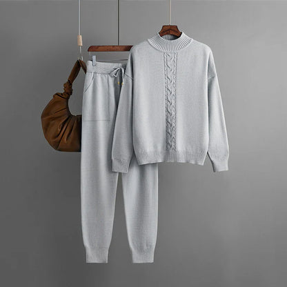 Josephine - Winterset van gebreide top en broek met halve coltrui