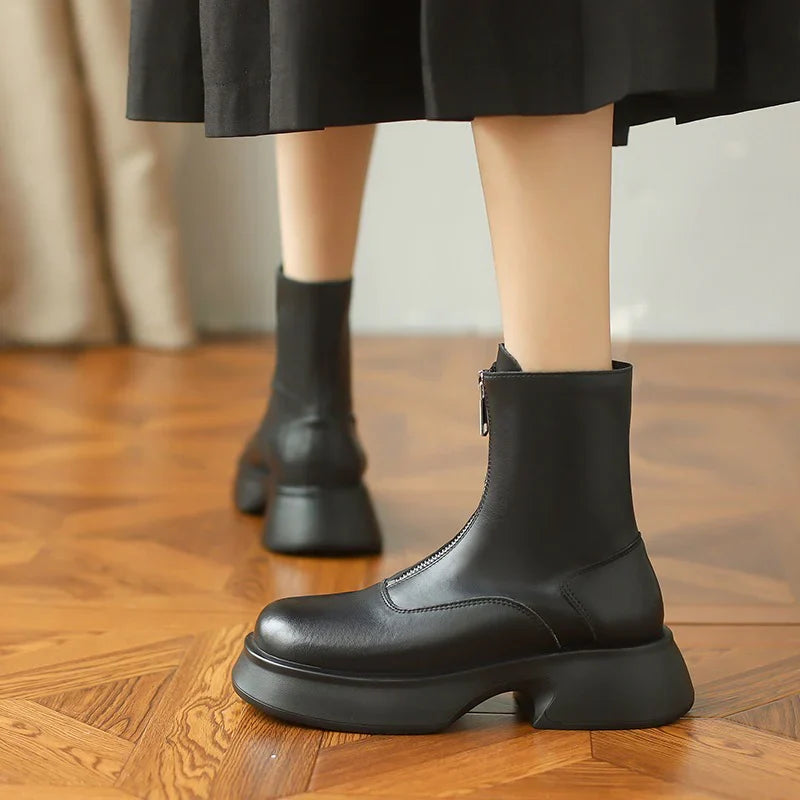 Alice - Bottes d'hiver en cuir véritable et fourrure tendance