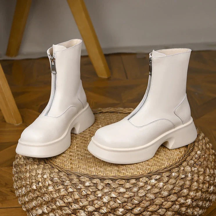 Alice - Bottes d'hiver en cuir véritable et fourrure tendance