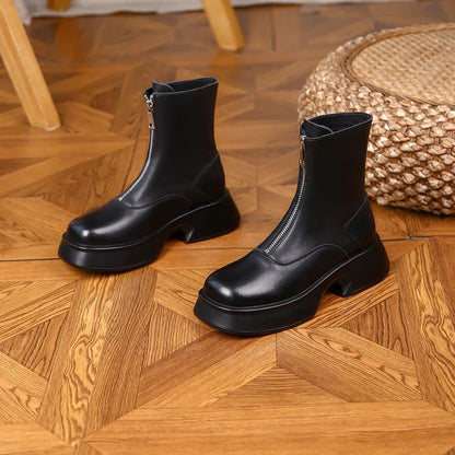 Alice - Bottes d'hiver en cuir véritable et fourrure tendance