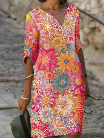 Effie - Zomerse jurk met V-hals en print