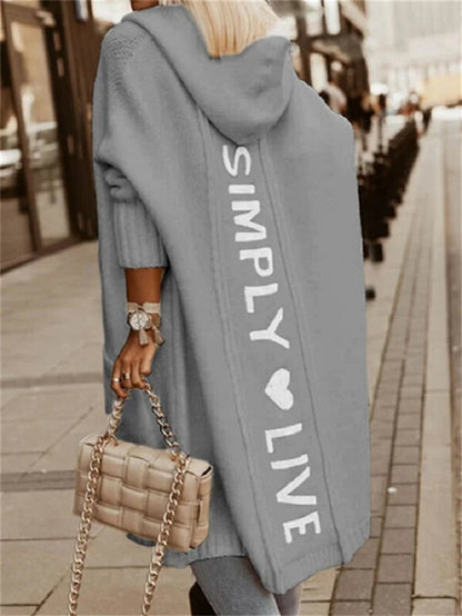 Nora - casual long knitted cardigan with hood