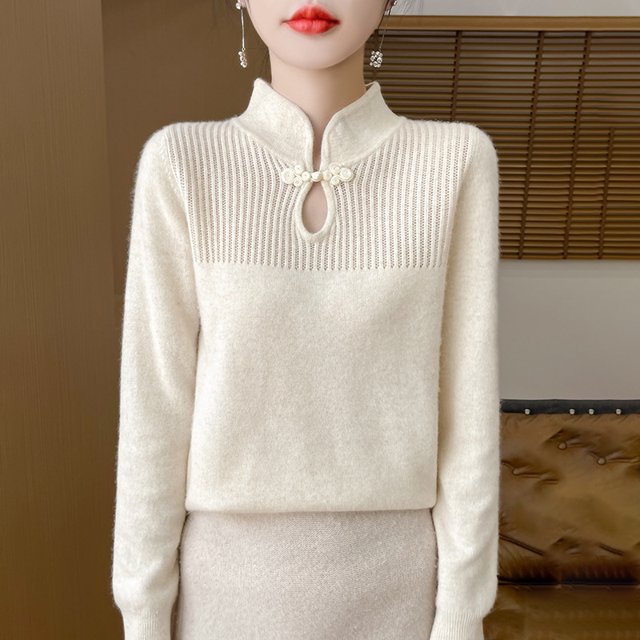 Henrietta - Wool sweater with stand-up collar