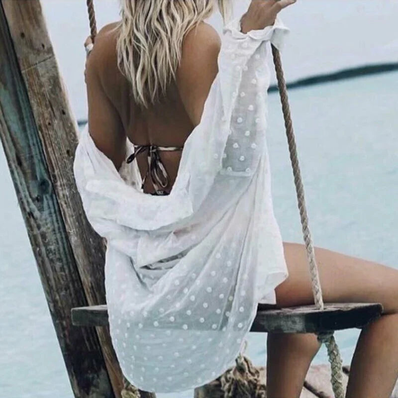 Celia - Haut élégant à manches longues et à pois