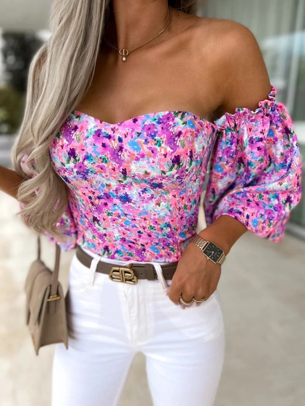Callie - Off-the-shoulder floral blouses