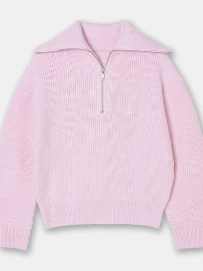 Madeleine - Pull femme à col roulé large et revers rayé