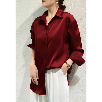 Scarlett - Elegant satin shirt with long sleeves