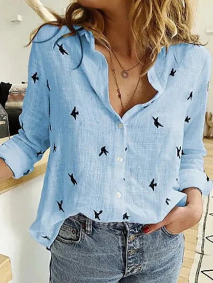 Maelyn - Elegant, casual damesshirt met lange mouwen van katoen en linnen