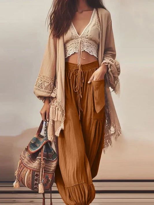 Dorothy - Pantalon taille haute vintage avec cordon de serrage