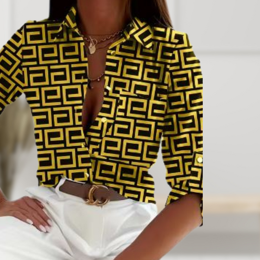 Anita - Elegant top with Greek print