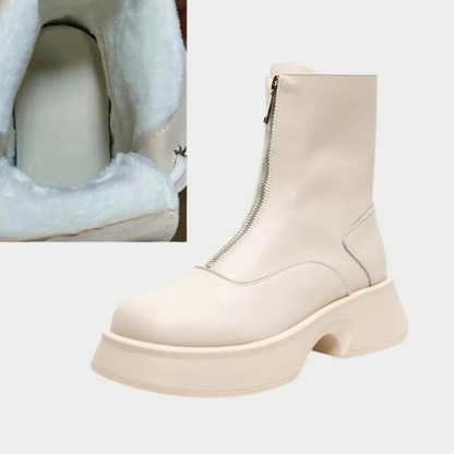 Alice - Bottes d'hiver en cuir véritable et fourrure tendance