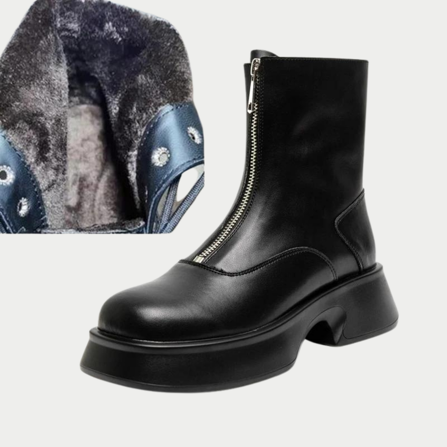Alice - Bottes d'hiver en cuir véritable et fourrure tendance