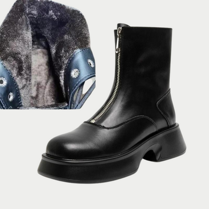 Alice - Bottes d'hiver en cuir véritable et fourrure tendance