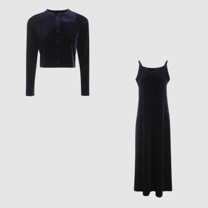 Jane - Set van vest en jurk met fluwelen bandjes