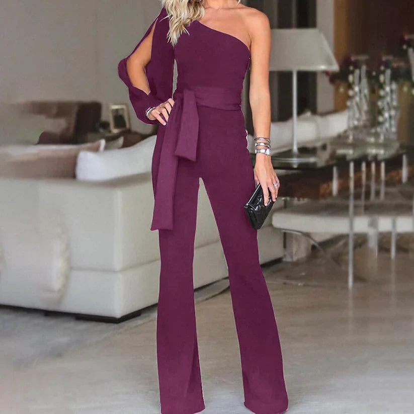 Dutton - One Shoulder Jumpsuits with Tie Waist