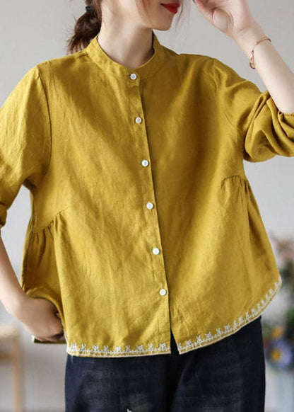 Sheridan -Embroidered wrinkled fall top