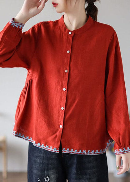 Sheridan -Embroidered wrinkled fall top