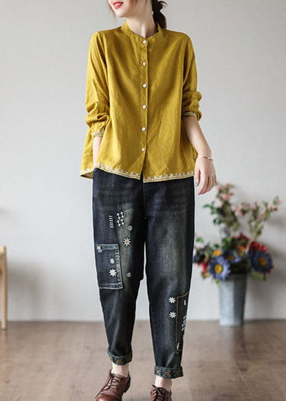 Sheridan -Embroidered wrinkled fall top