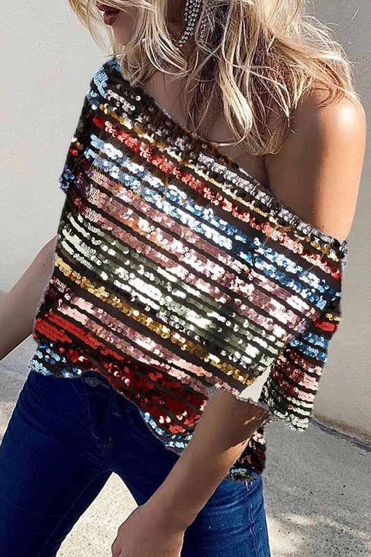 Liviana - Short Sleeve Sequin Print Top