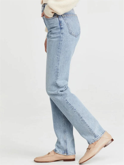 Aurora - Vintage Jeans met Ritssluiting en Zakken