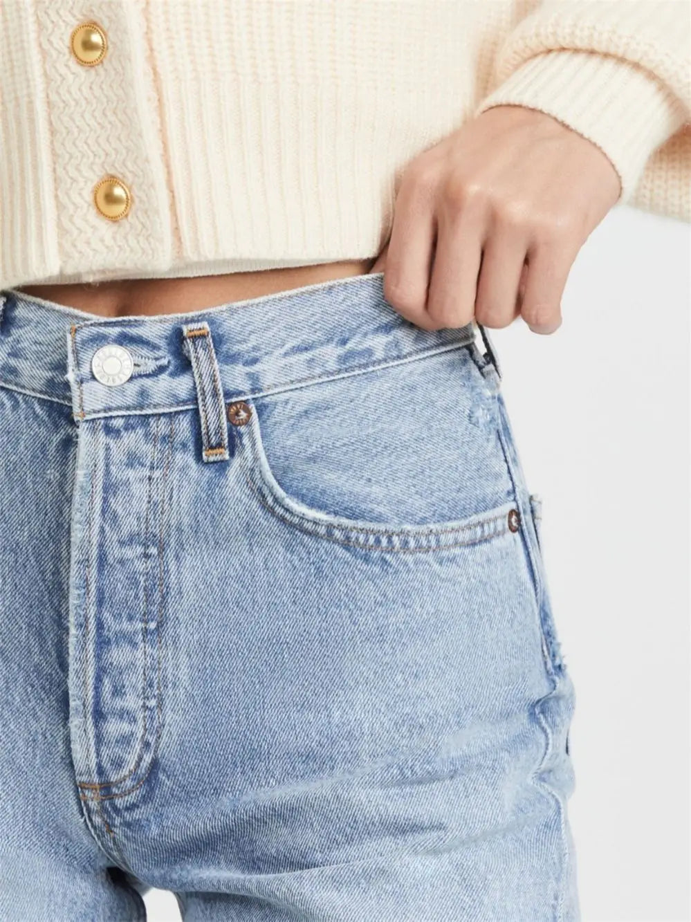 Aurora - Vintage Jeans met Ritssluiting en Zakken