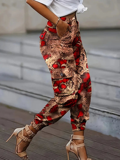 Wanda - Pantalon de survêtement moulant à imprimé peau de serpent