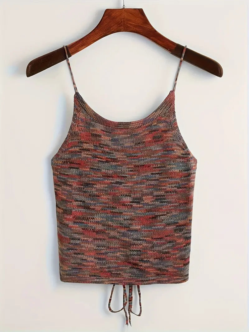 Muriel - Backless knitted top with spaghetti straps