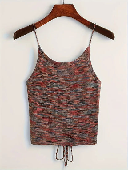 Muriel - Backless knitted top with spaghetti straps