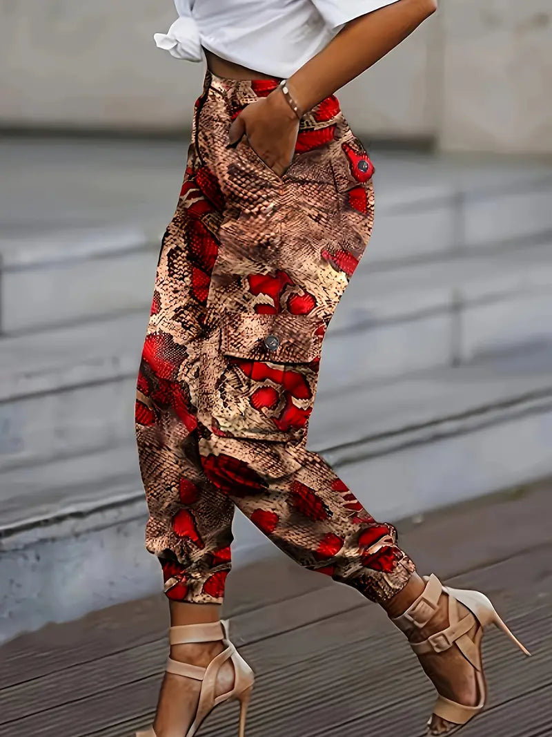 Wanda - Pantalon de survêtement moulant à imprimé peau de serpent