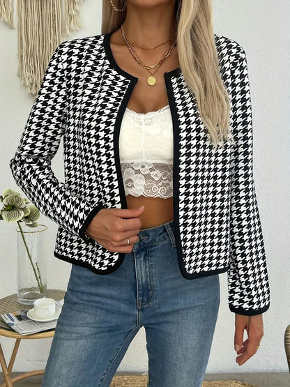 Holly - Houndstooth jasje met open voorkant