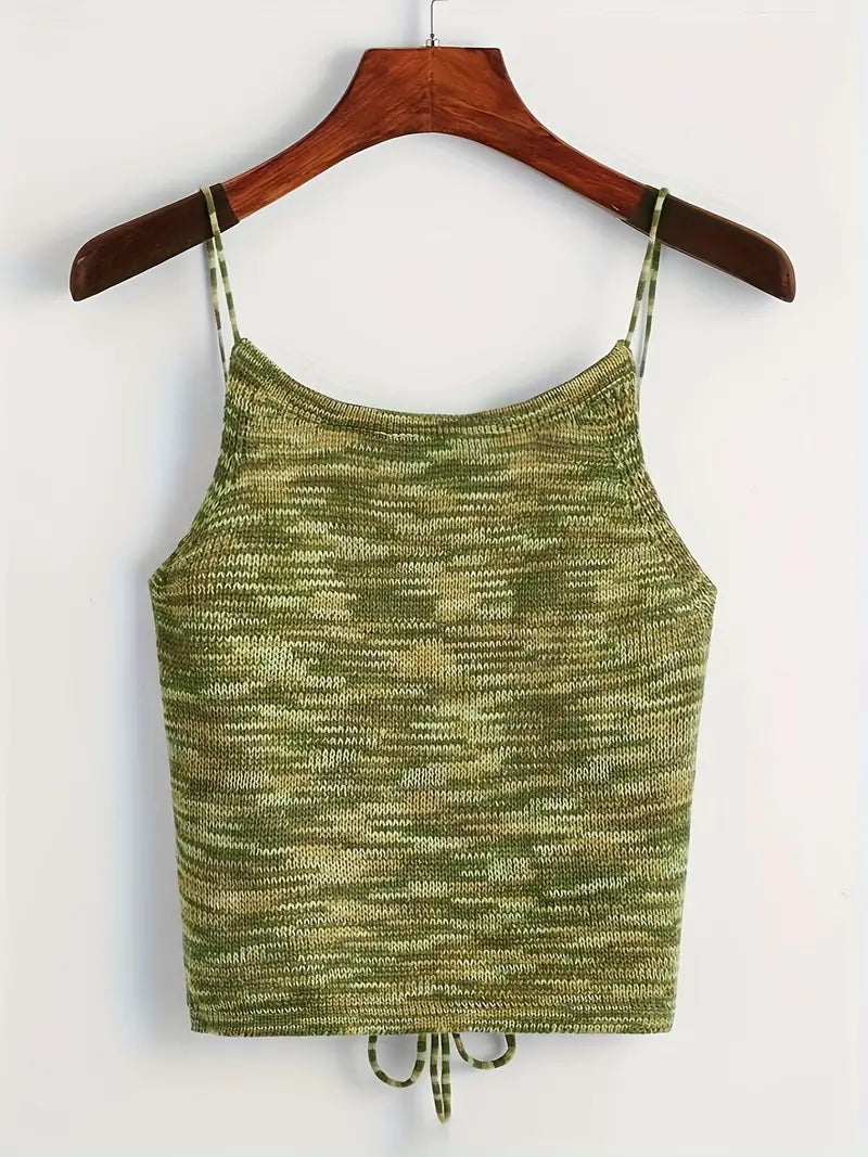 Muriel - Backless knitted top with spaghetti straps