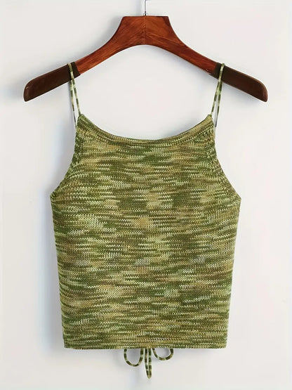 Muriel - Backless knitted top with spaghetti straps