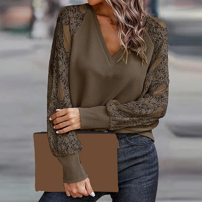 Calene - Lace long sleeve fashion top