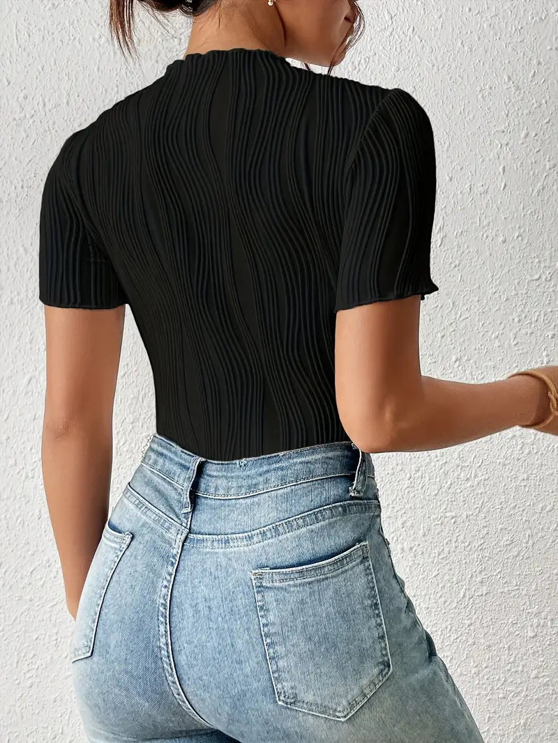 Ruth - Elegante body met korte mouwen en ronde halslijn