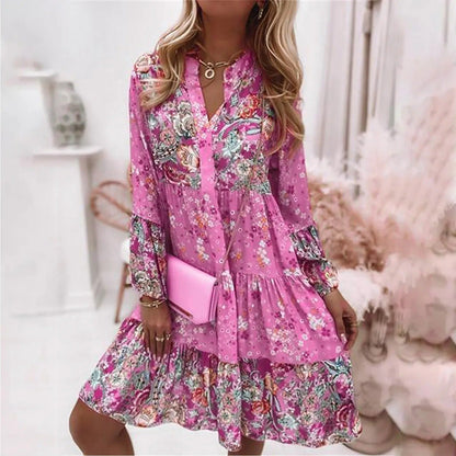 Evelynne - Jurk in etnostijl met print