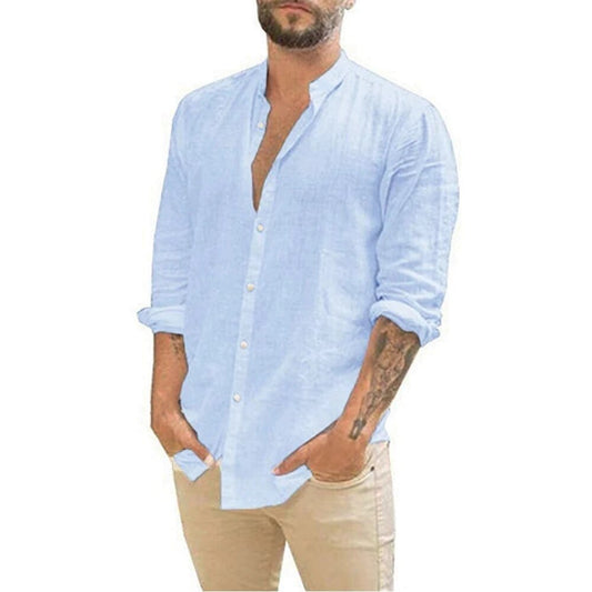 Albert - Airy Men's Shirt With Long Sleeves And Stand-up Collar 