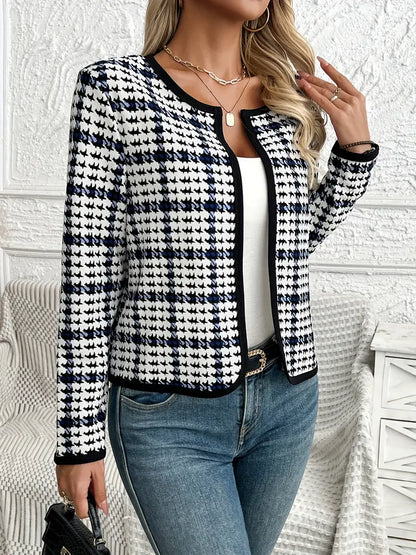 Holly - Houndstooth jasje met open voorkant