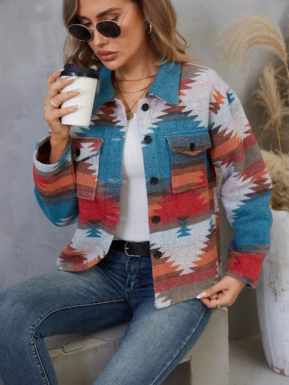 Abigail - Knoopjack met Aztekenprint