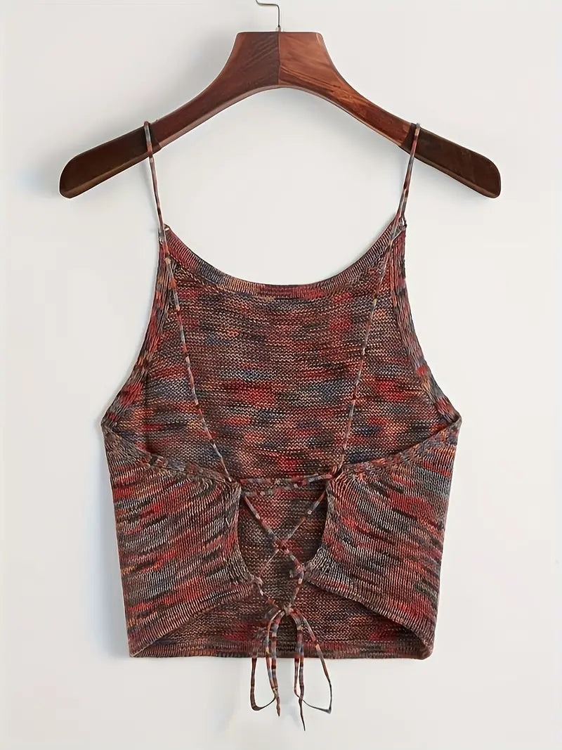 Muriel - Backless knitted top with spaghetti straps