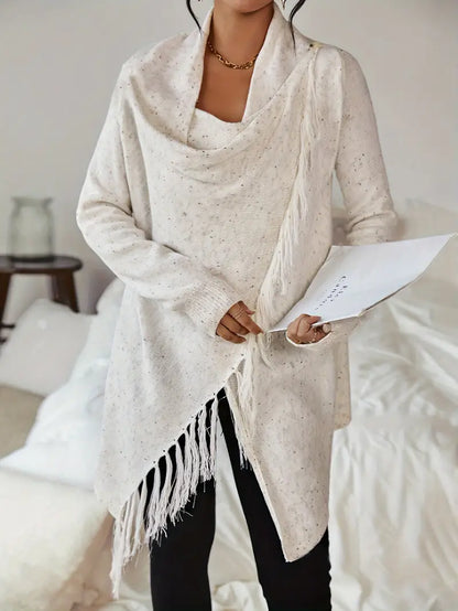 Katherine - Cardigan met kraag en kwastjes aan de zoom